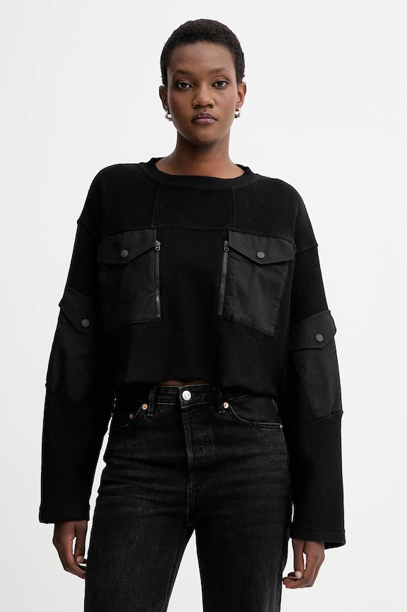 G-Star hanorac de bumbac Multi pkt mix loose cropped uni negru D27168.E312