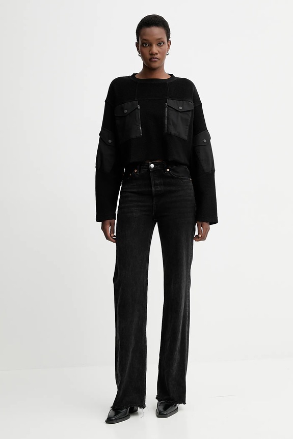 G-Star hanorac de bumbac Multi pkt mix loose cropped D27168.E312 negru AW25
