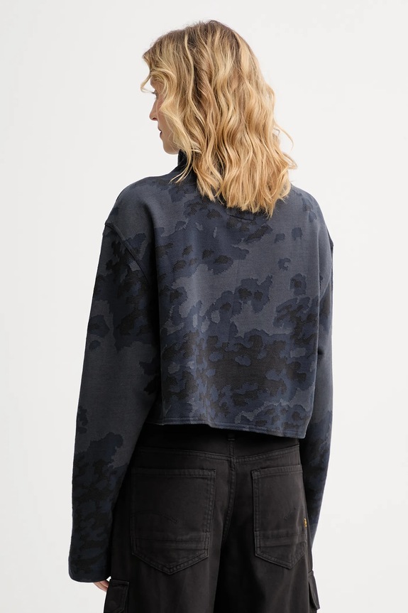 Oblečenie Bavlnená mikina G-Star Oversized cropped turtle D27169.E150 tmavomodrá