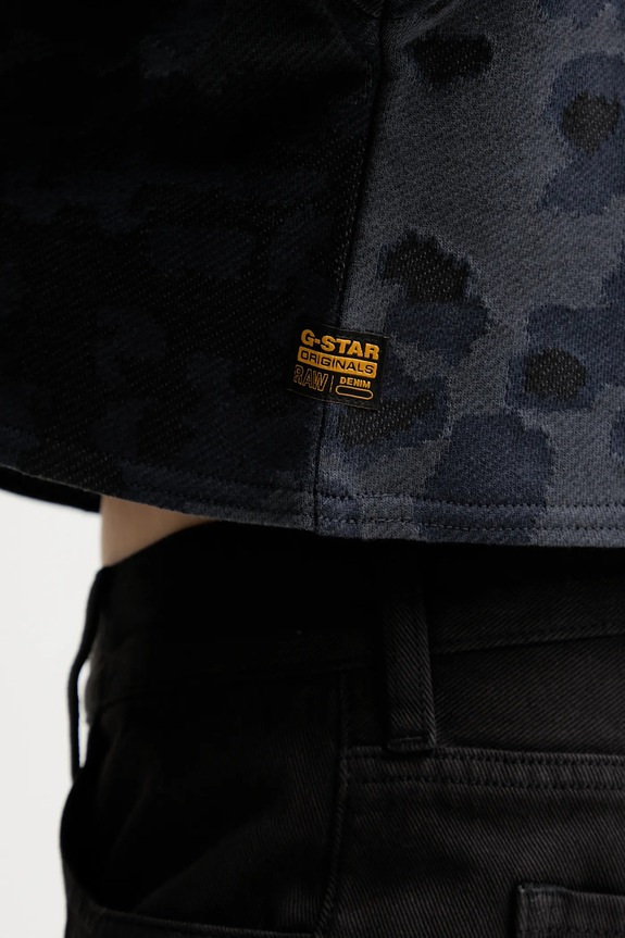 Bavlnená mikina G-Star Oversized cropped turtle D27169.E150 tmavomodrá