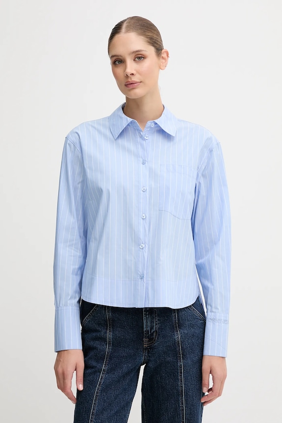 Dkny koszula bawełniana wzorzyste niebieski DJ5W2129