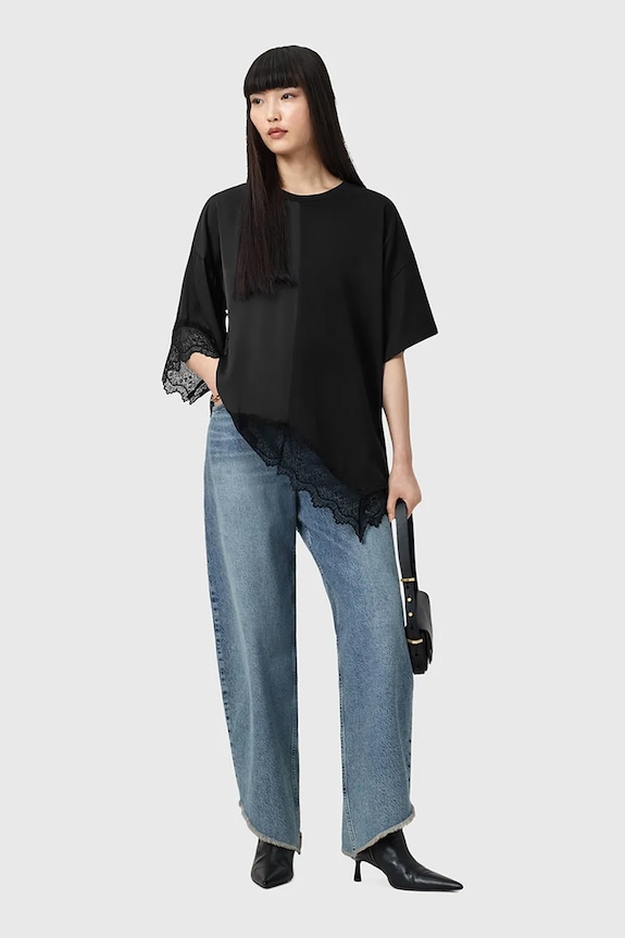 Μπλουζάκι AllSaints LENNY W087JD μαύρο