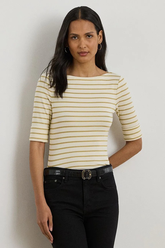 Tričko Lauren Ralph Lauren slim béžová 200980044