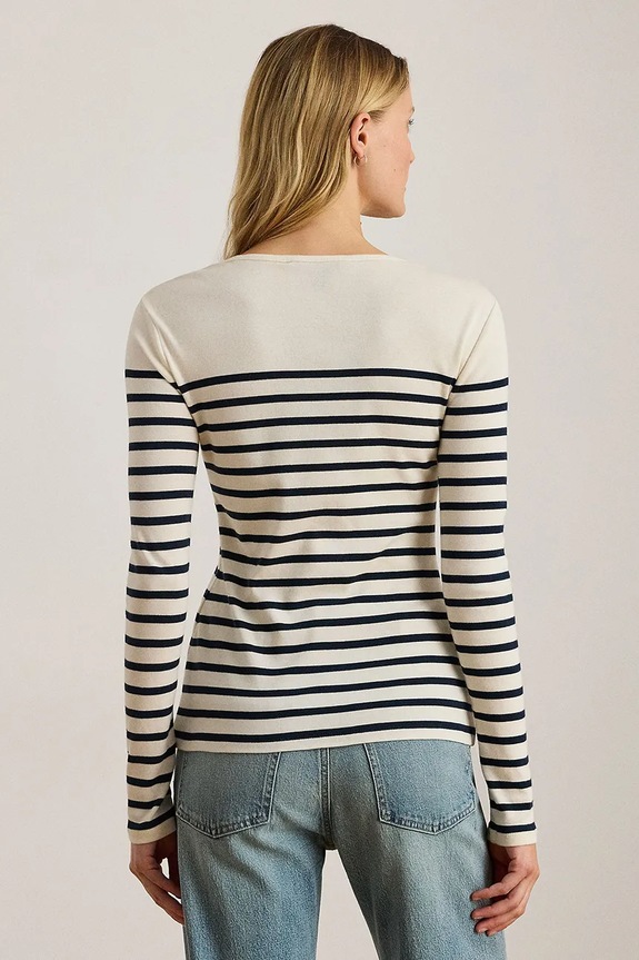 Lauren Ralph Lauren bluză din bumbac 200980046 bej AW25