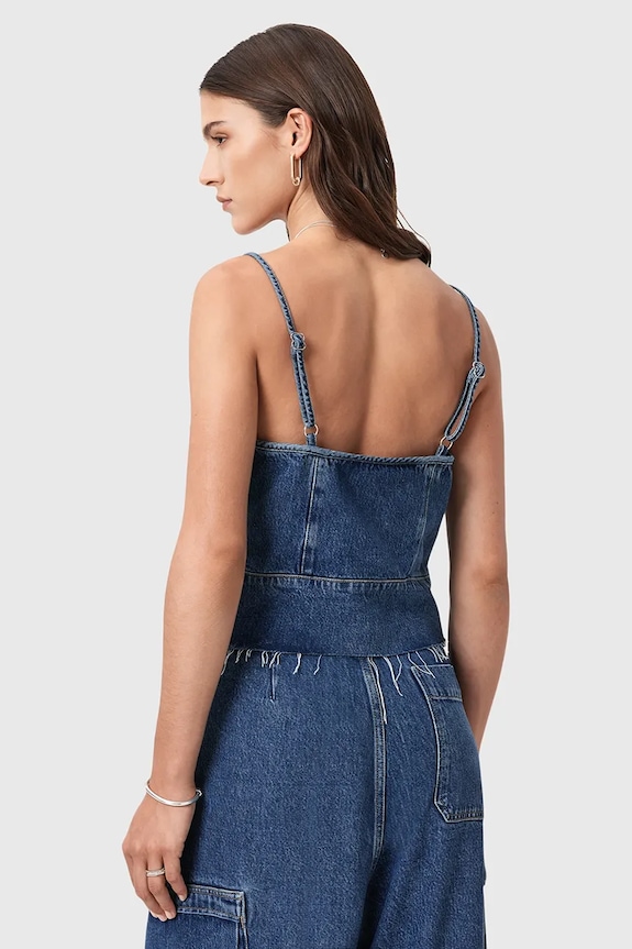 Riflová blúzka AllSaints LILAH modrá W006PD