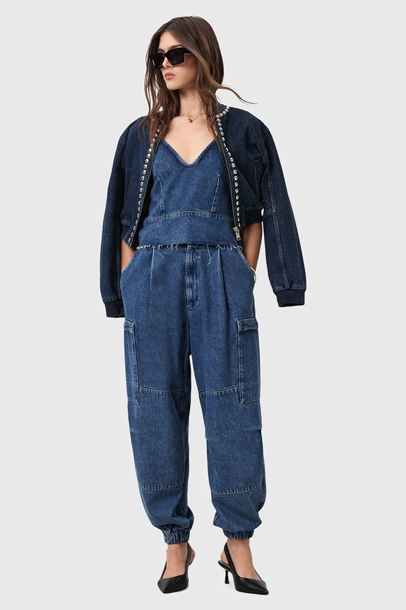 Riflová blúzka AllSaints LILAH W006PD