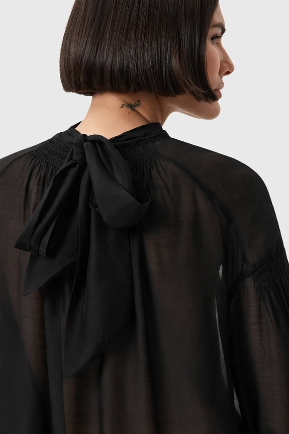 Îmbrăcăminte AllSaints bluză din amestec de mătase PEARLA W027PD negru