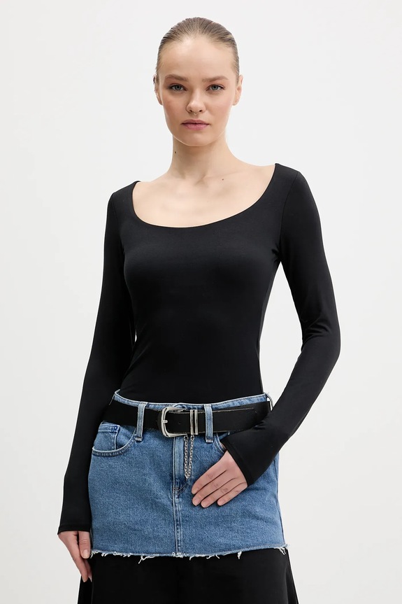 Majica dugih rukava Hollister Co. bez uzorka crna KI339.5285.900