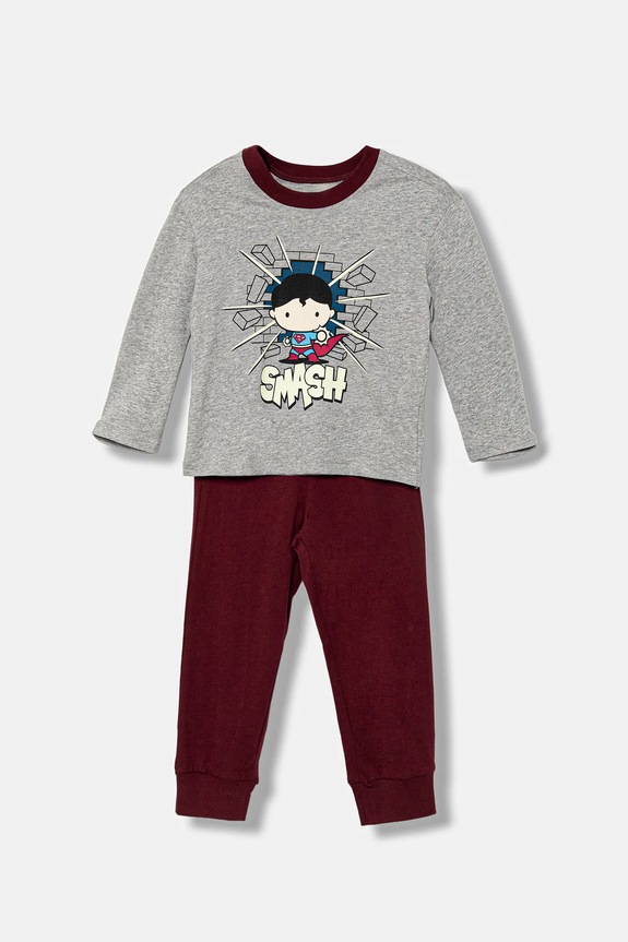 Παιδικές βαμβακερές πιτζάμες United Colors of Benetton σετ γκρί 3VR50P08V.G.seasonal