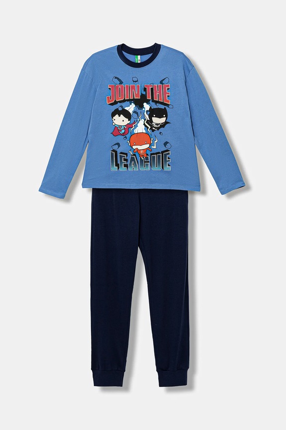 Παιδικές βαμβακερές πιτζάμες United Colors of Benetton σετ μπλε 3VR50P08V.G.seasonal