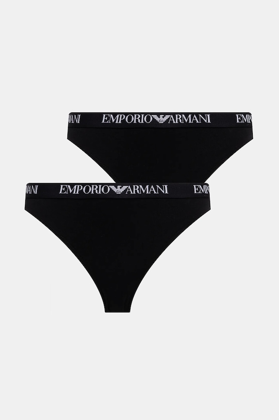 Emporio Armani Underwear stringi 2-pack dzianina czarny EW000402.AF13033