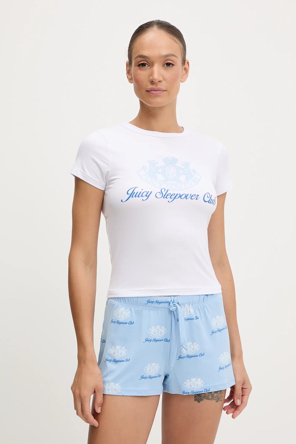 Juicy Couture compleu pijama JUICY SLEEPOVER CLUB SHORT PYJAMA SET JCLPJ225501 alb AW25