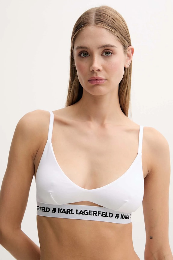 Podprsenka Karl Lagerfeld LOGO PEEPHOLE bez kostíc biela A1W47006