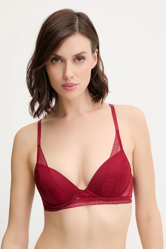 Podprsenka BOSS HALF PAD_PEONY LACE s kosticami burgundské 50545332