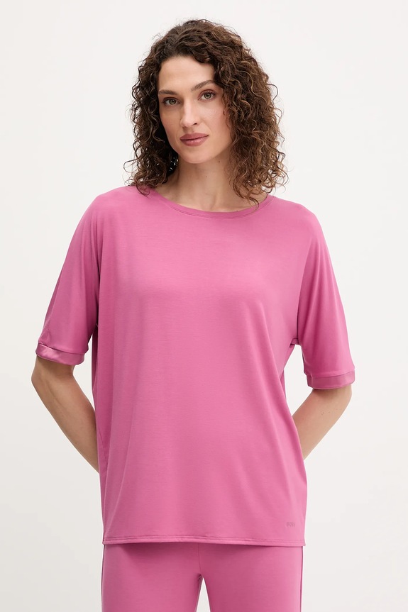 BOSS tricou BOSS Sheen_Top SL uni roz 50545569