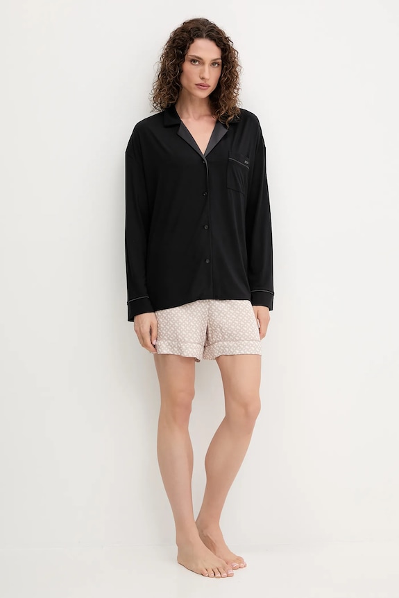 BOSS cămașă de pijama BOSS Sheen_Shirt 50545588 negru AW25