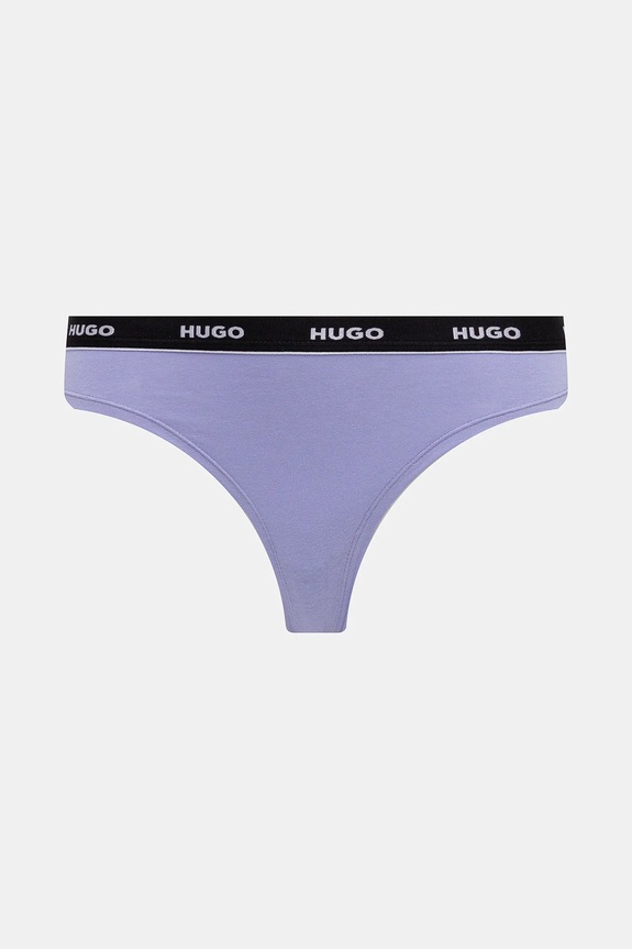 Oblečenie Tangá HUGO 3-pak TRIPLET THONG STRIPE 50545680 modrá