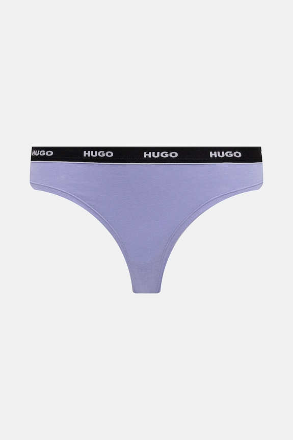 Oblečenie Tangá HUGO 3-pak TRIPLET THONG STRIPE 50545680 modrá