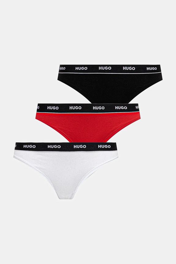Tangá HUGO 3-pak TRIPLET THONG STRIPE tangá čierna 50545680