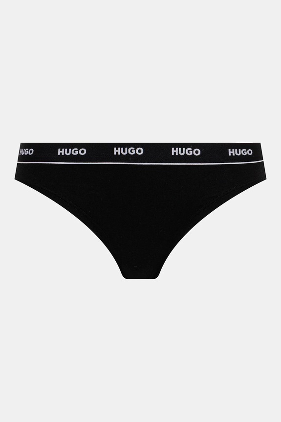 Oblečenie Tangá HUGO 3-pak TRIPLET THONG STRIPE 50545680 čierna
