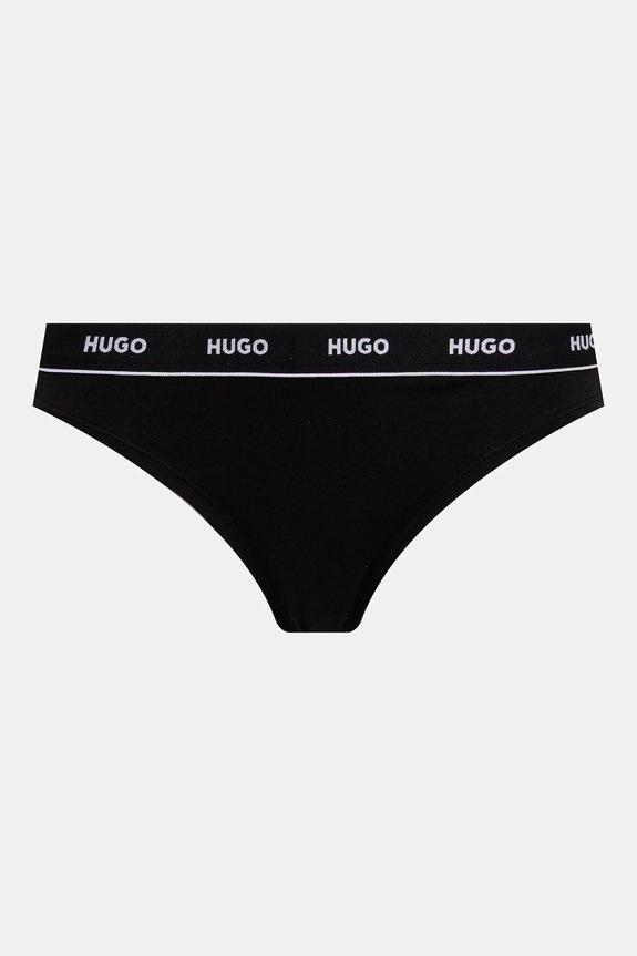 Oblečenie Tangá HUGO 3-pak TRIPLET THONG STRIPE 50545680 čierna