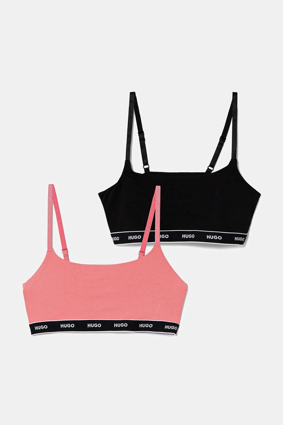 HUGO sutien 2-pack TWIN BRALETTE STRIPE moale roz 50545691