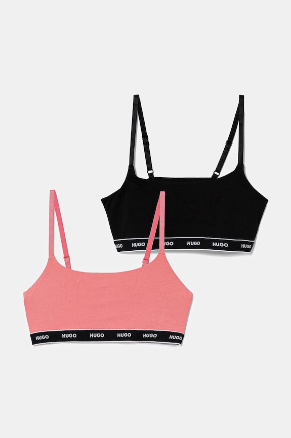 HUGO sutien 2-pack TWIN BRALETTE STRIPE moale roz 50545691