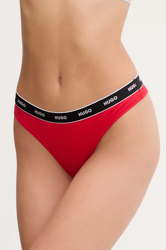 Brazílske nohavičky HUGO THONG STRIPE PYP tangá červená 50545700