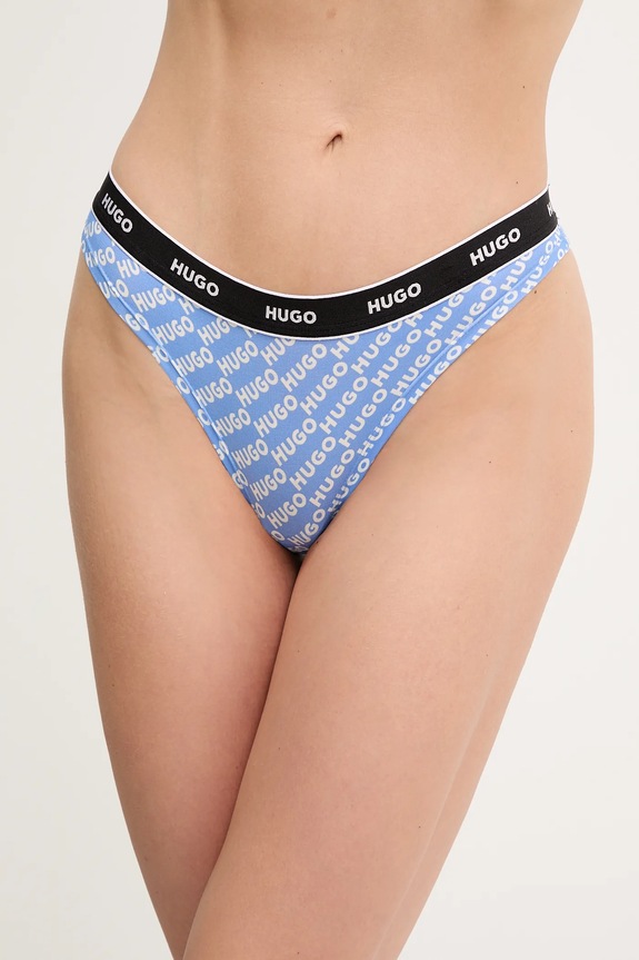 HUGO chiloți brazilieni THONG STRIPE PYP tanga albastru 50545700