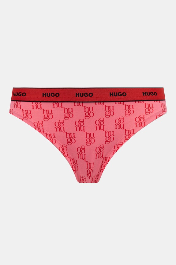 HUGO stringi damskie bawełniane z elastanem TRIPLET THONG DESIGN 3-pack różowy 50545703