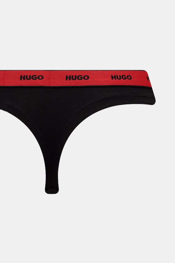 HUGO stringi damskie bawełniane z elastanem TRIPLET THONG DESIGN 3-pack 50545703 różowy
