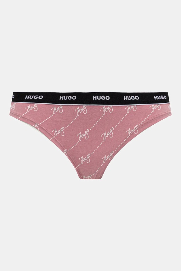 Îmbrăcăminte HUGO chiloți g-string de femei din bumbac cu elastan TRIPLET THONG DESIGN pachet de 3 50545703 roz