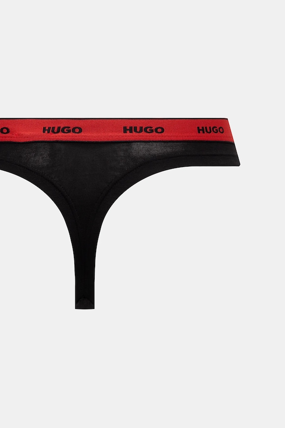 HUGO chiloți g-string feminini din bumbac cu elastan TRIPLET THONG DESIGN pachet de 3 50545703 rosu