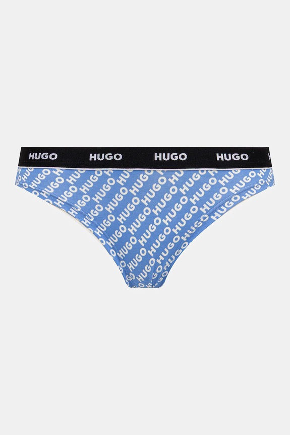HUGO chiloți g-string de femei din bumbac cu elastan TRIPLET THONG DESIGN pachet de 3 50545703 negru SS26