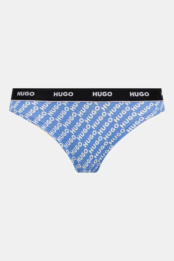 HUGO chiloți g-string de femei din bumbac cu elastan TRIPLET THONG DESIGN pachet de 3 50545703 negru SS26
