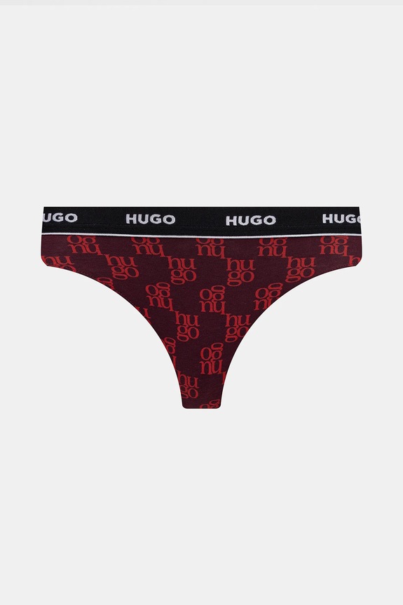 HUGO chiloți g-string de femei din bumbac cu elastan TRIPLET THONG DESIGN pachet de 3 50545703 negru SS26