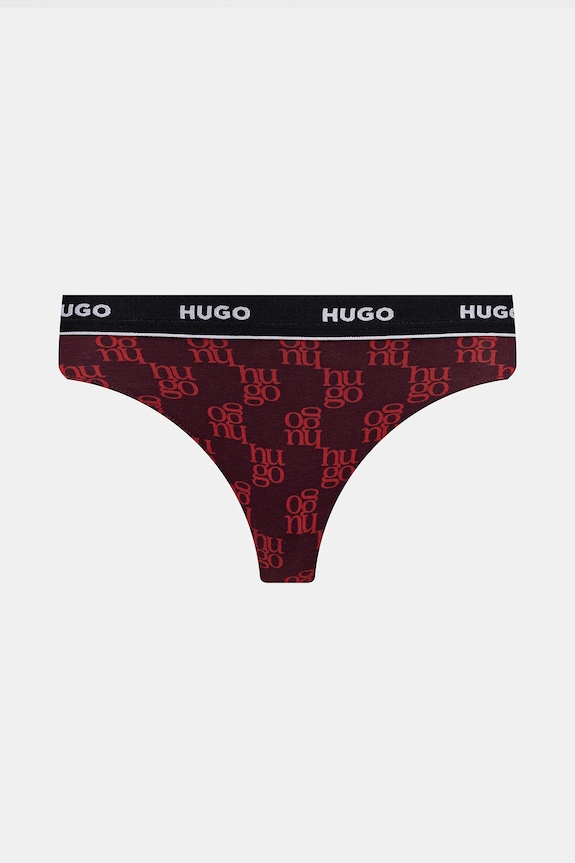 HUGO chiloți g-string de femei din bumbac cu elastan TRIPLET THONG DESIGN pachet de 3 50545703 negru SS26