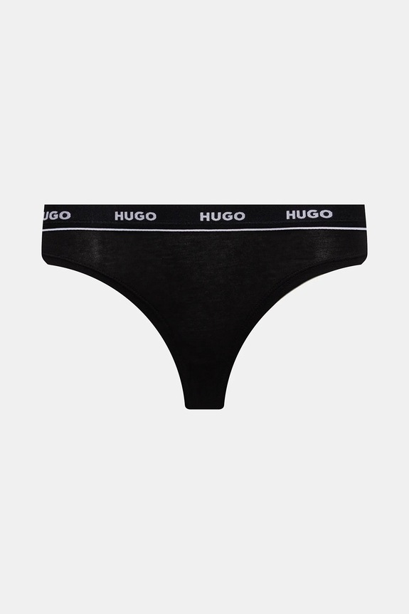 Îmbrăcăminte HUGO chiloți g-string de femei din bumbac cu elastan TRIPLET THONG DESIGN pachet de 3 50545703 negru