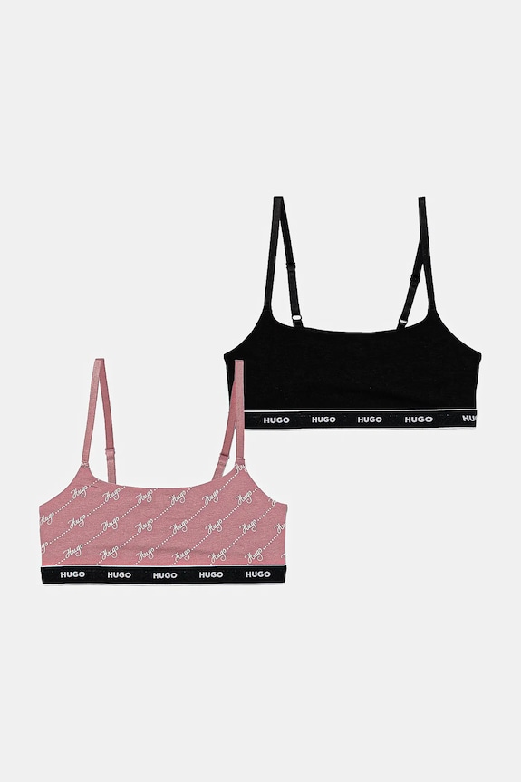 HUGO Bralette βαμβάκι με ελαστάν TWIN BRALETTE DESIGN ροζ 50545712