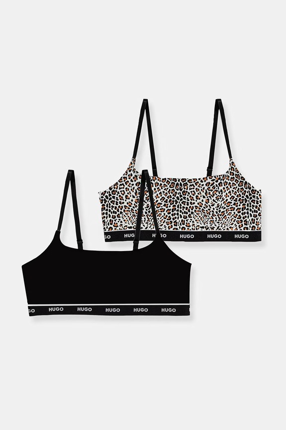 HUGO бюстгальтер бралетт бавовняний з еластаном TWIN BRALETTE DESIGN чорний 50545712