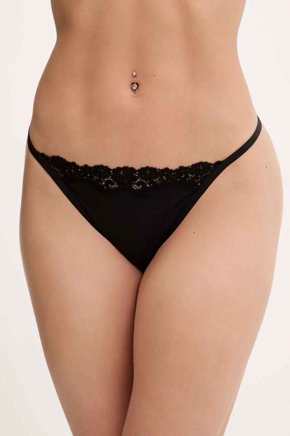 Στρινγκ Guess EVELINE πλεκτό ύφασμα μαύρο O4BE14.KCDE0