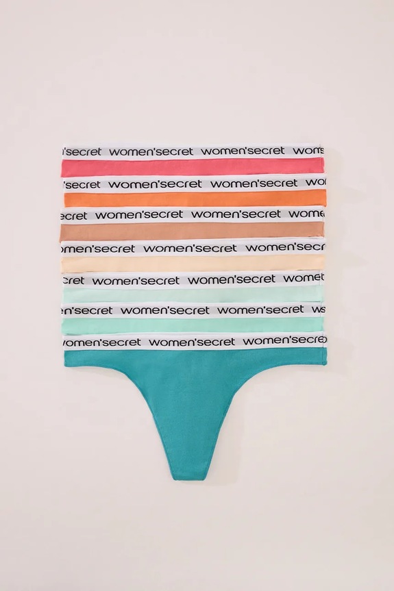 women'secret stringi bawełniane 7-pack 4939030 turkusowy AW25