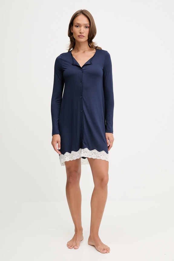 United Colors of Benetton camicia da notte 3Z123C143 blu navy AW25
