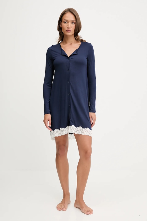 United Colors of Benetton camicia da notte 3Z123C143 blu navy AW25