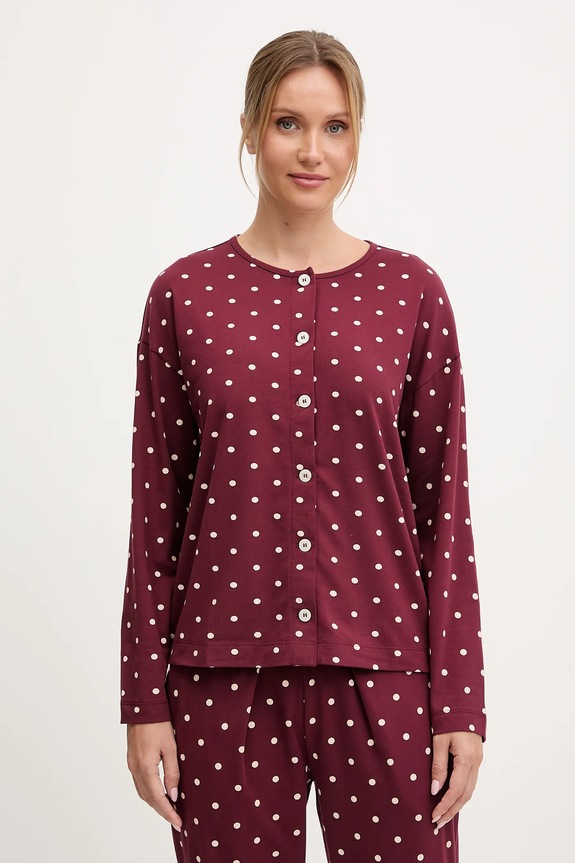 Πουκάμισο πιτζάμας United Colors of Benetton πλεκτό ύφασμα μπορντό 3ZMB3M07R