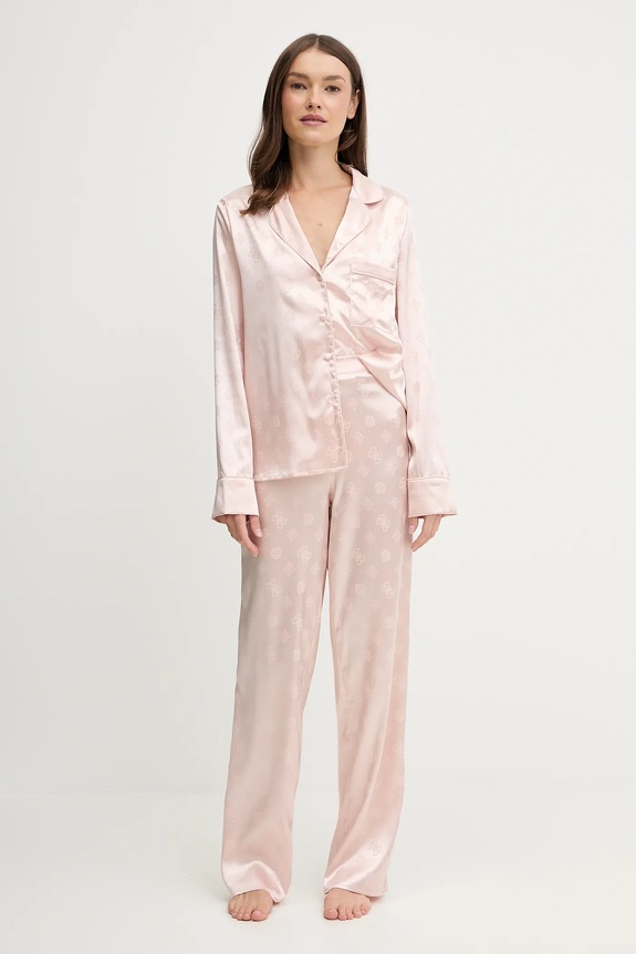 Guess piżama SYLVIE tkanina różowy O5BX05.W4732