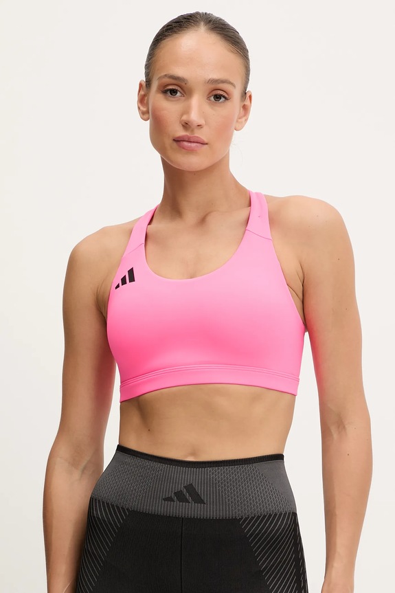Αθλητικό σουτιέν adidas Performance Adizero χωρίς μεταλλικές μπανέλες ροζ JI8005
