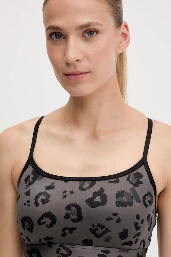 Sportski grudnjak adidas Performance Powerreact Essentials Light Support Bra Print siva JN2662