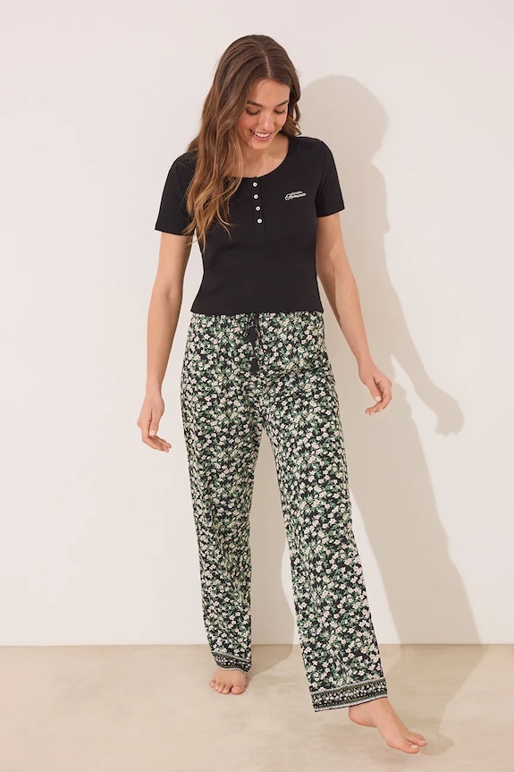 Pidžama women'secret bez uzorka crna 3592390