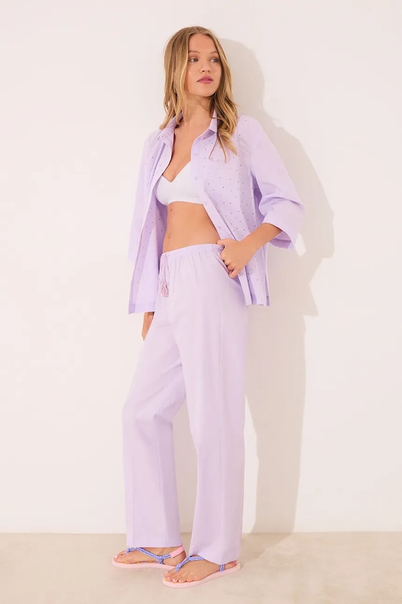 Πιτζάμα women'secret βαμβάκι μωβ 3592401